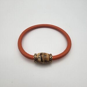 Barse Orange Leather & Picture Jasper Bracelet